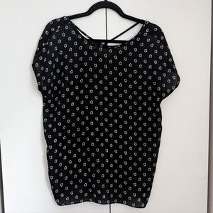 Loft XS Black Floral Print Shirt